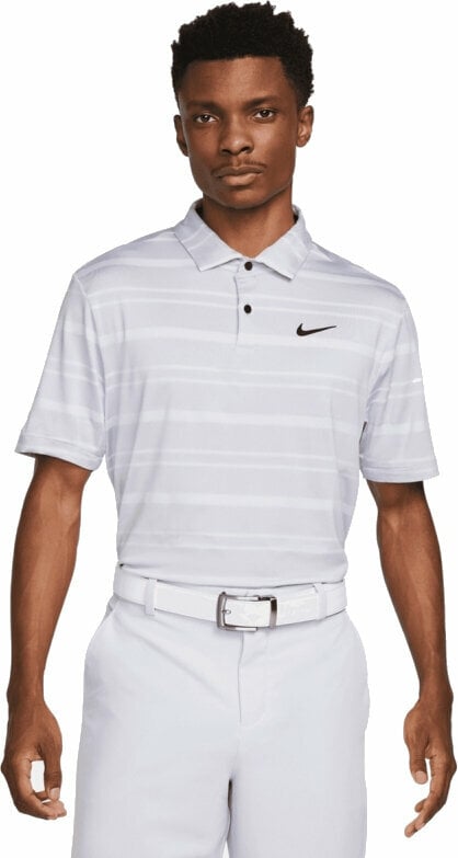 Levně Nike Dri-Fit Tour Mens Striped Golf Polo Oxygen Purple/Football Grey/Black S