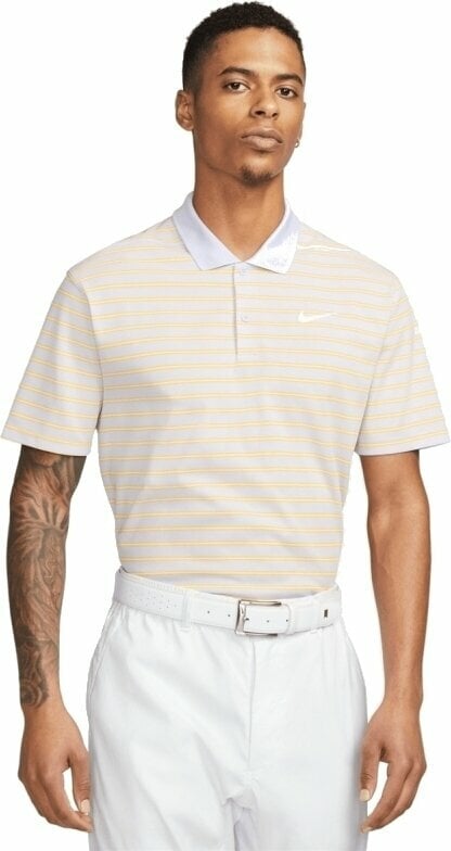 Polo Shirt Nike Dri-Fit Victory Mens Striped Golf Polo Purple/White XL