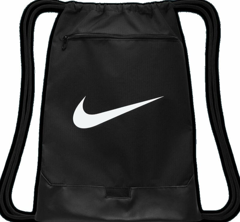 Lifestyle ruksak / Taška Nike Brasilia 9.5 Drawstring Bag Black/Black/White 18 L Vrecko na prezuvky