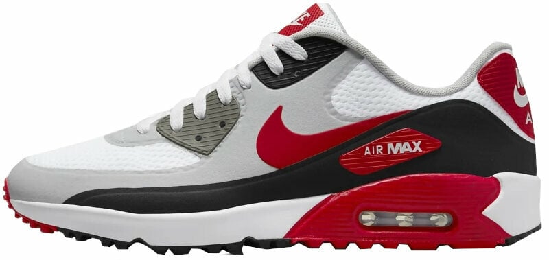 Pánské golfové boty Nike Air Max 90 G Mens Golf Shoes White/Black/Photon Dust/University Red 47,5