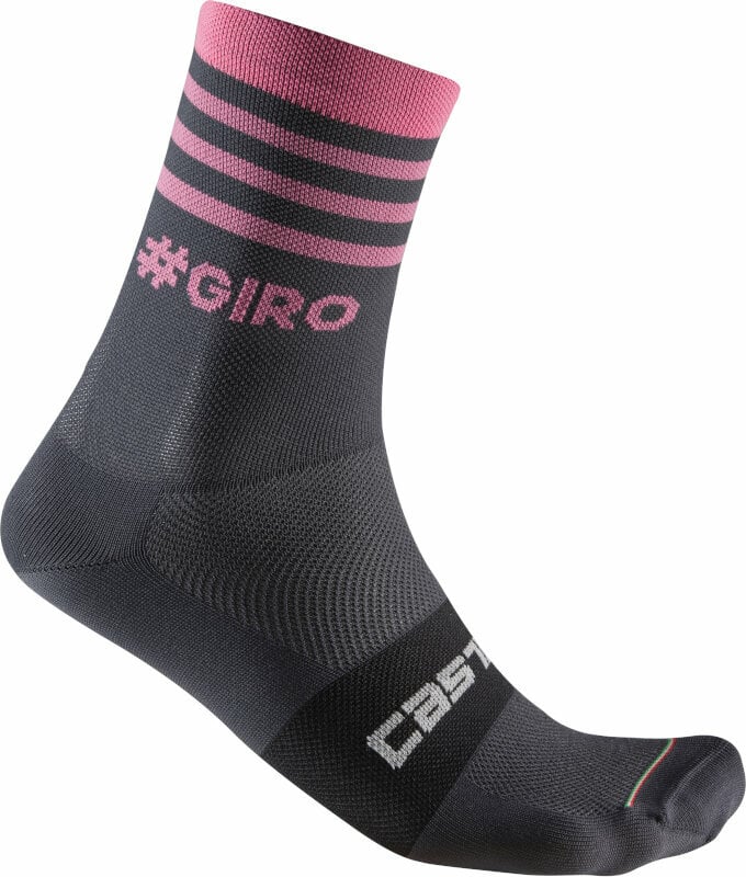 Kolesarske nogavice Castelli Giro 13 Stripe Sock Gray/Rosa S/M Kolesarske nogavice