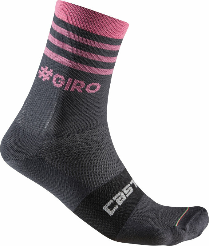 Cyklo ponožky Castelli Giro 13 Stripe Sock Gray/Rosa 2XL Cyklo ponožky