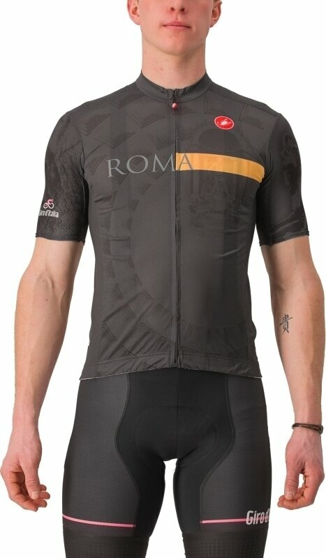 Cyklodres/ tričko Castelli Giro Roma Jersey Dres Antracite/Dark Gray/Giallo S