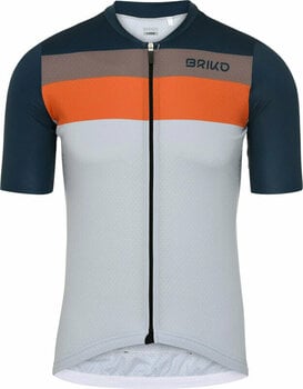 Cycling jersey Briko Jerseyko Stripe Jersey Beige/Blue Marine/Grey Sparrow/Orange Rust M - 1