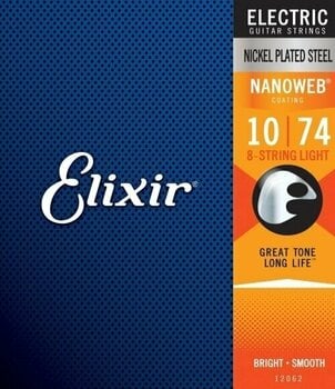 Χορδές για Ηλεκτρική Κιθάρα Elixir 12062 Nanoweb Light 8 String - 1