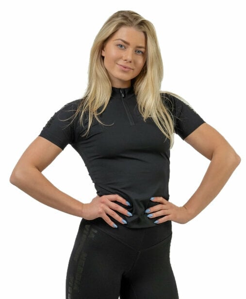 Fitness póló Nebbia Compression Zipper Shirt INTENSE Ultimate Black XS Fitness póló