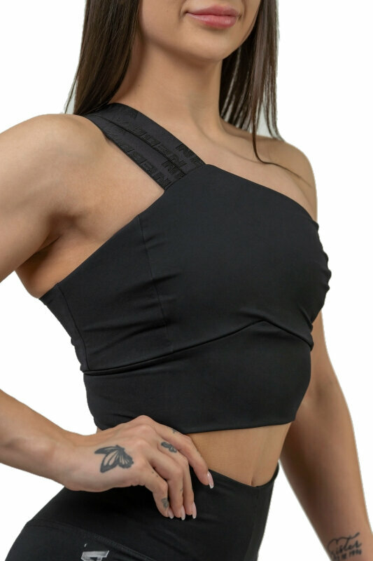 Fitness-undertøj Nebbia High Support Sports Bra INTENSE Asymmetric Black L Fitness-undertøj