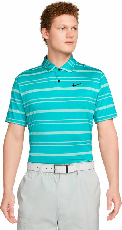 Polo Shirt Nike Dri-Fit Tour Mens Striped Golf Polo Teal Nebula/Jade Ice/Black 2XL