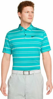 Polo-Shirt Nike Dri-Fit Tour Mens Striped Golf Polo Teal Nebula/Jade Ice/Black 2XL - 1