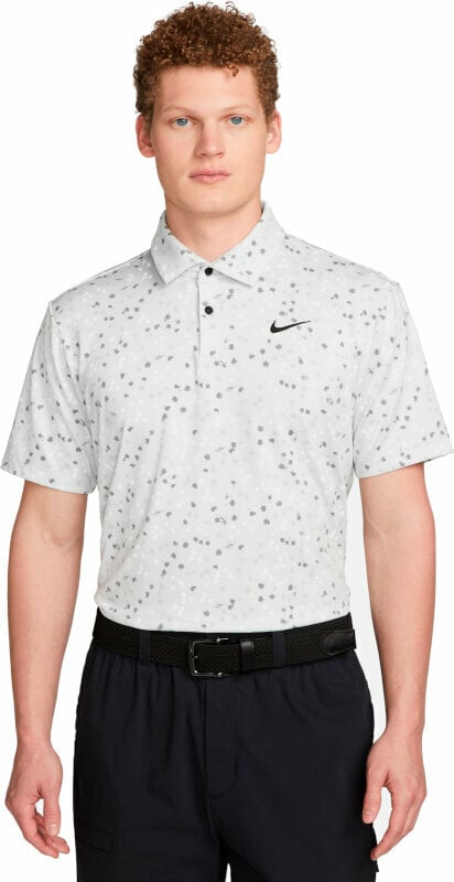 Polo Shirt Nike Dri-Fit Tour Mens Floral Golf Polo Photon Dust/Black L