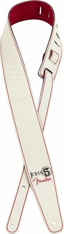 Leather guitar strap Fender John 5 Leather guitar strap White and Red