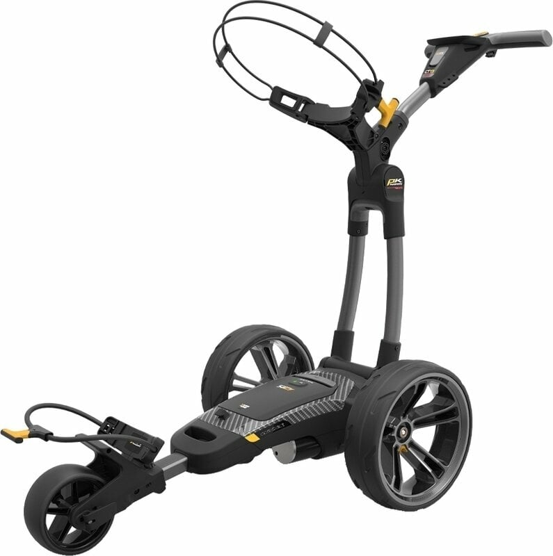 Elektrický golfový vozík PowaKaddy CT8 GPS EBS Electric Golf Trolley Premium Gun Metal Metallic Elektrický golfový vozík