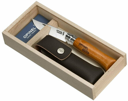 Touristische Klappmesser Opinel Wooden Gift Box N°08 Carbon + Sheath Touristische Klappmesser - 1