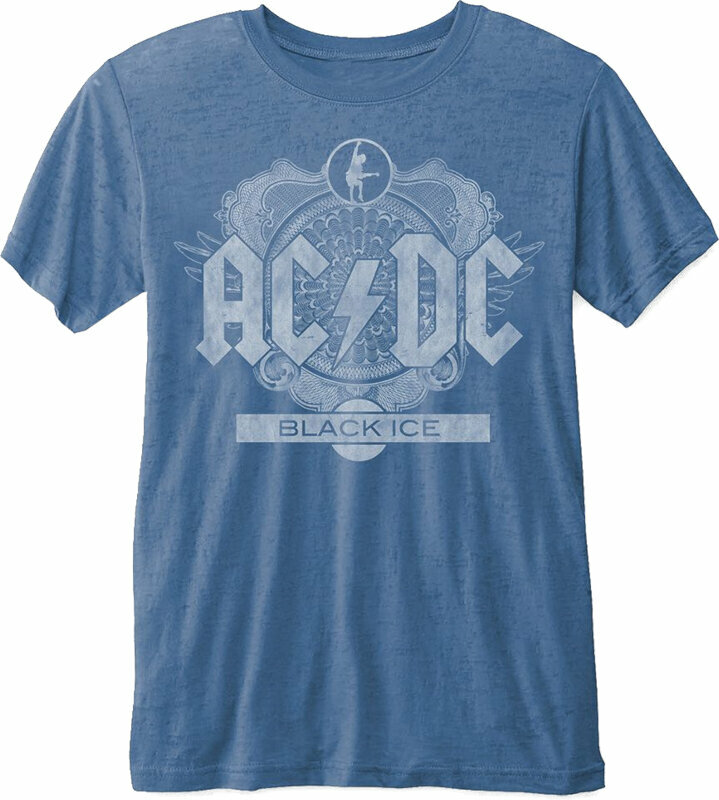 T-Shirt AC/DC Unisex Fashion Tee: Black Ice (Burn Out) Blue M