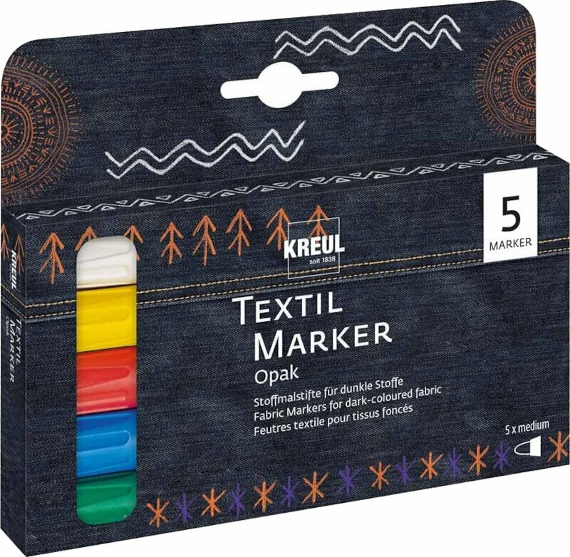 Felt-Tip Pen Kreul 92750 Textile Marker Opaque Set Opaque 5 pcs