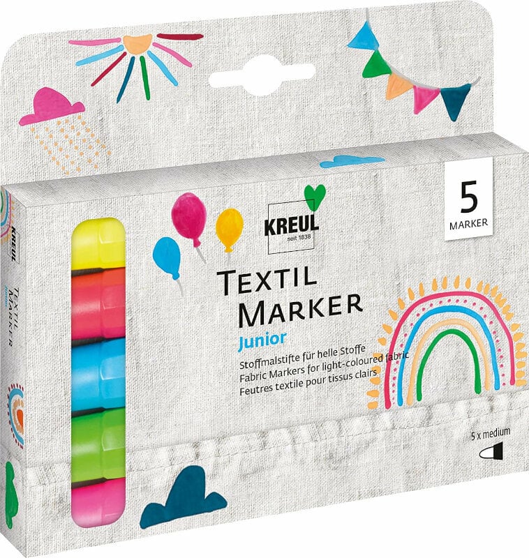 Feutre à point Kreul 90719 Textile Marker Set Junior Ensemble de marqueurs textiles Junior 5 pièces