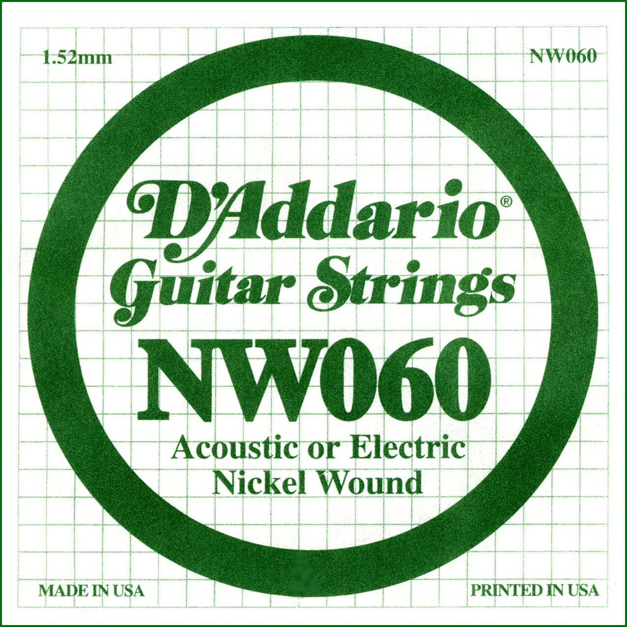 Yksittäinen kitaran kieli D'Addario NW 060 Yksittäinen kitaran kieli