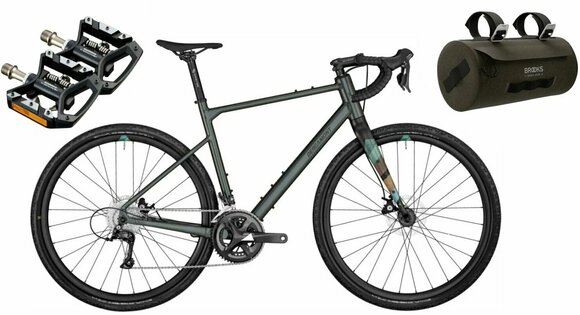 Gravel / Cyklokrosový bicykel Bergamont Grandurance 4 SET Shimano Sora RD-R3000 2x9 Shiny Greenish Grey 58 Shimano 2023 - 1