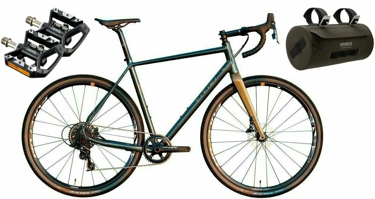 Gravel / Cyclocross-cykel Titici Aluminium Gravel SET SRAM Force eTap AXS 2x11 Black/Olive Green XL Sram