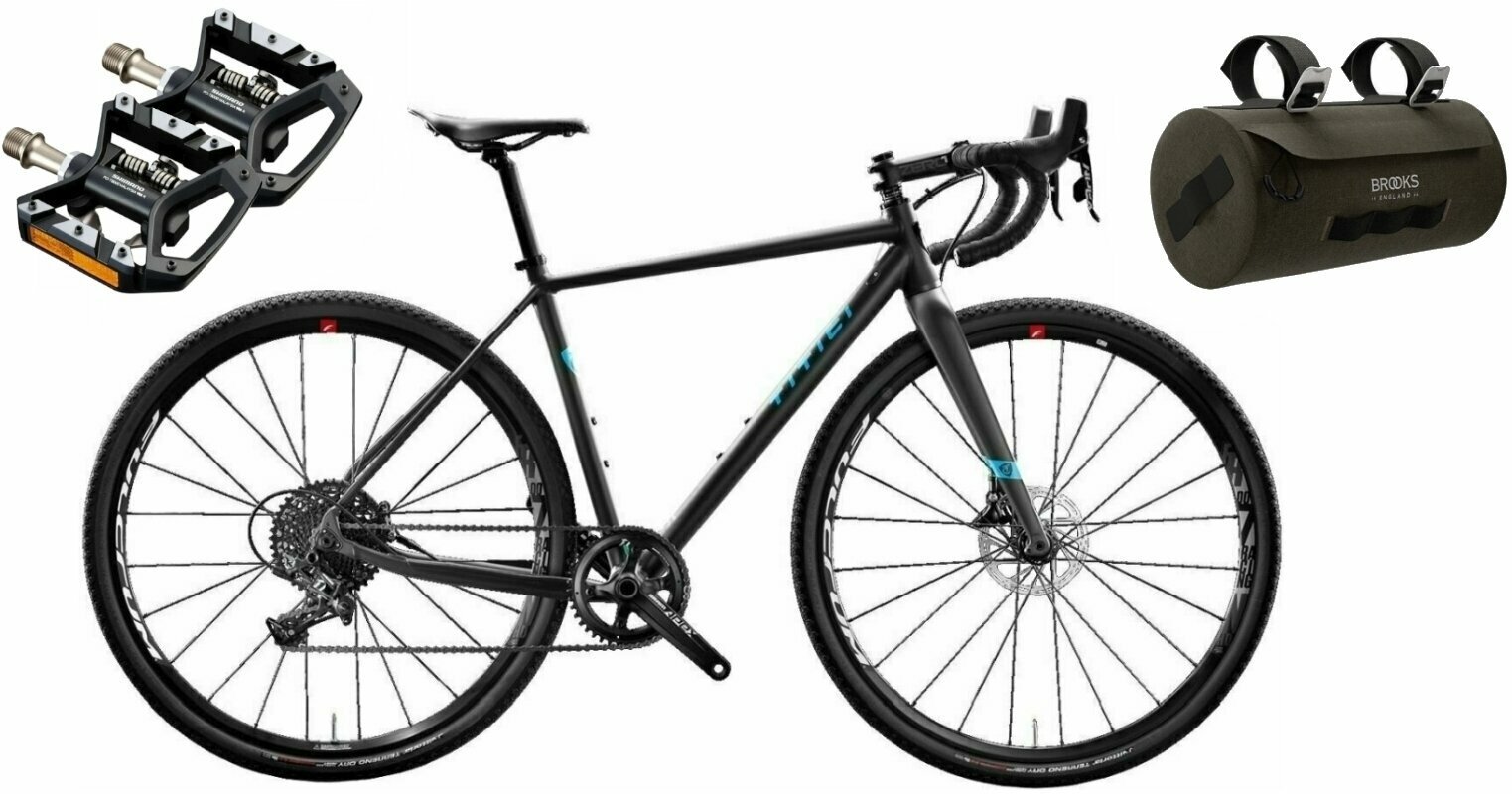 Cyklar för grus/cyklocross Titici Aluminium Gravel SET Shimano GRX 2x11 Londra Gray/Italia Blue S Shimano