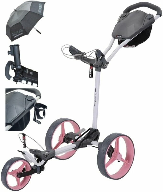 Ročni voziček za golf Big Max Blade Trio Deluxe SET White/Pink Ročni voziček za golf
