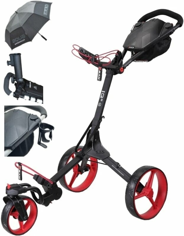 Manuální golfové vozíky Big Max IQ² 360 Deluxe SET Phantom Black/Red Manuální golfové vozíky