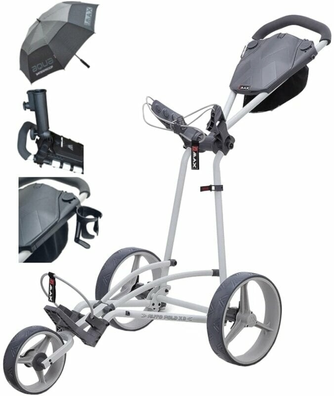 Ръчна количка за голф Big Max Autofold X2 Deluxe SET Grey/Charcoal Ръчна количка за голф