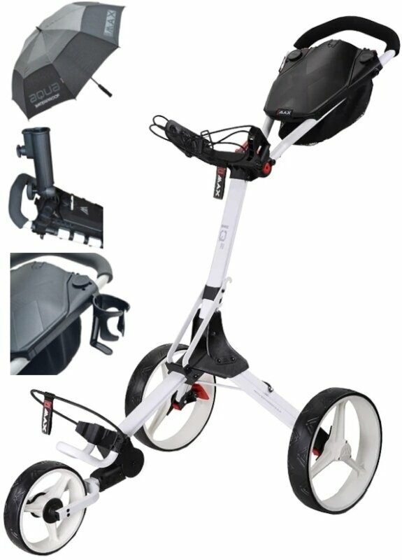 Ročni voziček za golf Big Max IQ² Deluxe SET White Ročni voziček za golf