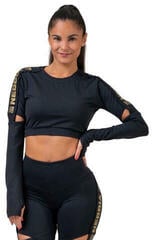 Fitness tričko Nebbia Honey Bunny Crop Top Long Sleeve Černá XS Fitness tričko