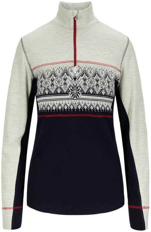 T-shirt de ski / Capuche Dale of Norway Moritz Basic Womens Sweater Superfine Merino Navy/White/Raspberry S Pull-over