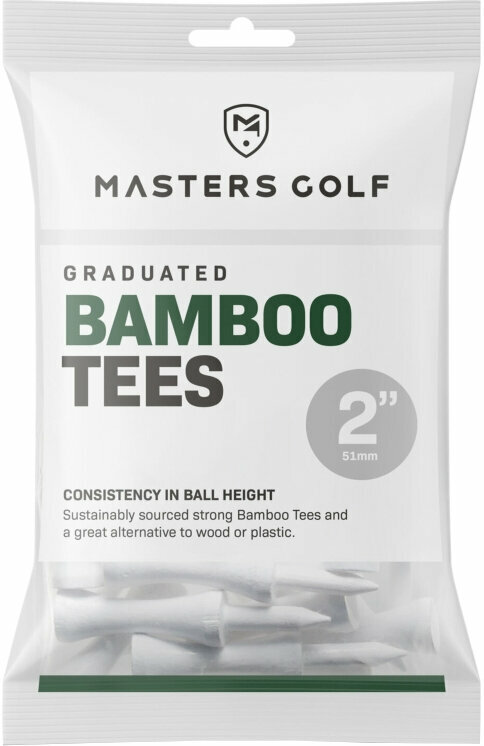Golf tee Masters Golf Bamboo Graduated Tees 2in Bag 20pcs White