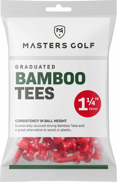 Golf-Tees Masters Golf Bamboo Graduated Tees 1 1/4 Bag 25pcs Red
