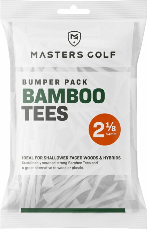 Golfové tíčka Masters Golf Bamboo Tees 2 1/8 Bumpa Bag White Bag 130pcs