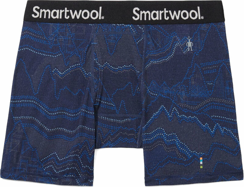 Thermal Underwear Smartwool Men's Merino Print Boxer Brief Boxed Deep Navy Digital Summit Print 2XL Thermal Underwear