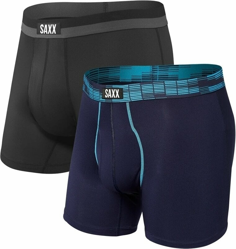 Fitness Underwear SAXX Sport Mesh 2-Pack Boxer Brief Navy Digi Dna/Black XL Fitness Underwear