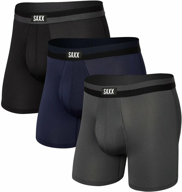 Fitness spodní prádlo SAXX Sport Mesh 3-Pack Boxer Brief Black/Navy/Graphite M Fitness spodní prádlo