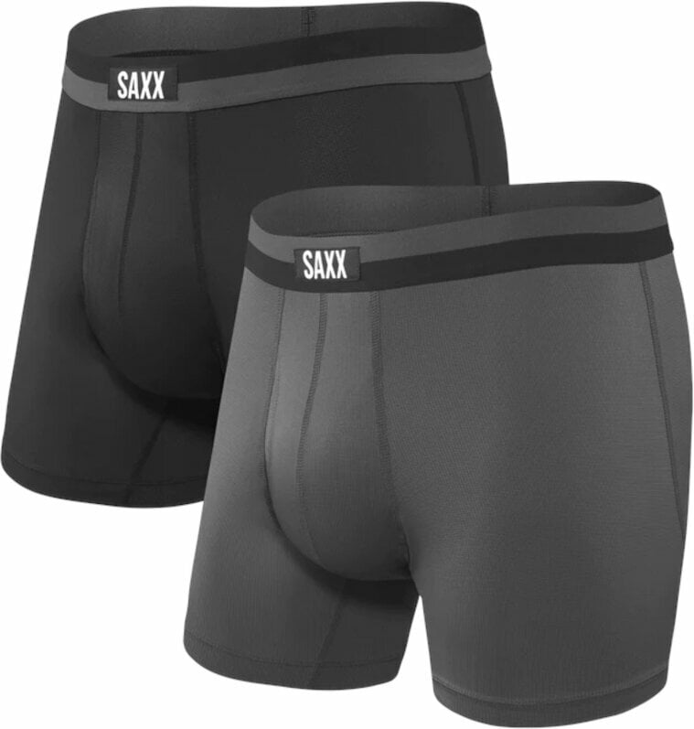 Fitness fehérnemű SAXX Sport Mesh 2-Pack Boxer Brief Black/Graphite 2XL Fitness fehérnemű