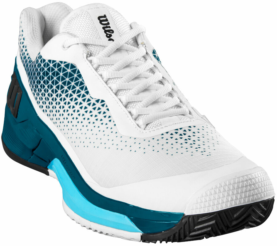 Wilson Rush Pro 4.0 Clay Mens Tennis Shoe White/Blue Coral/Blue Atoll 44 2/3