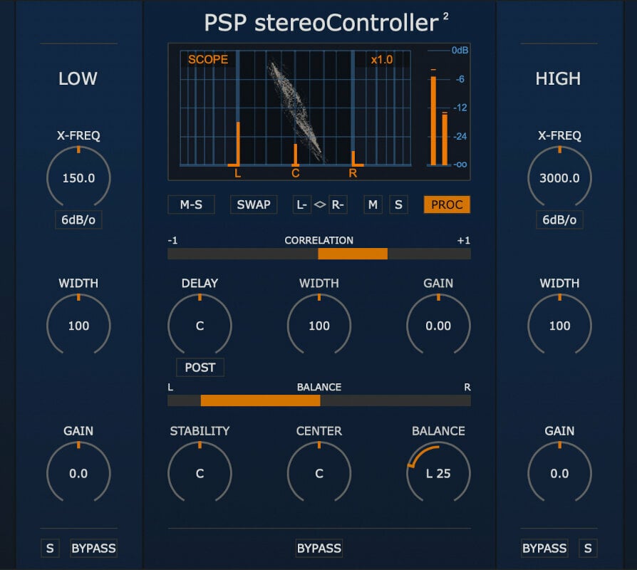 Logiciel de studio Instruments virtuels PSP AUDIOWARE StereoController2 (Produit numérique)