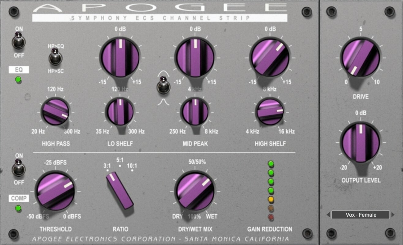 Logiciel de studio Instruments virtuels Apogee Digital Symphony ECS Channel Strip (Produit numérique)