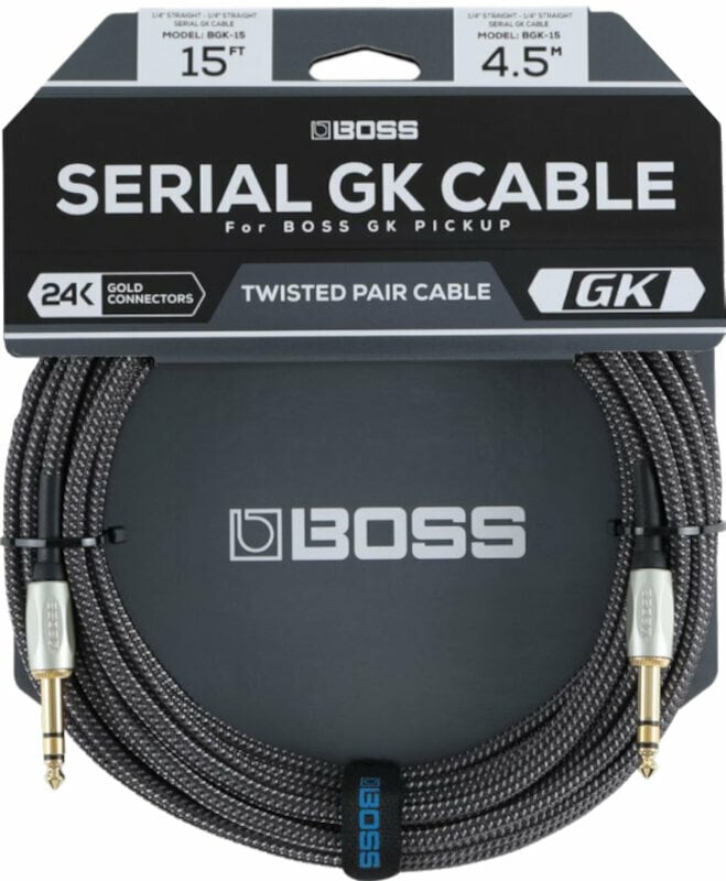 Cablu instrumente Boss BGK-15 Negru 4,5 m Drept - Drept