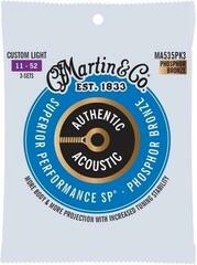 Guitar strings Martin Authentic SP 92/8 Phosphor Bronze Custom Light 3-Pack Guitar strings