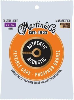 Guitar strings Martin Authentic Flexible Core 92/8 Phosphor Bronze Custom Light 3-Pack
