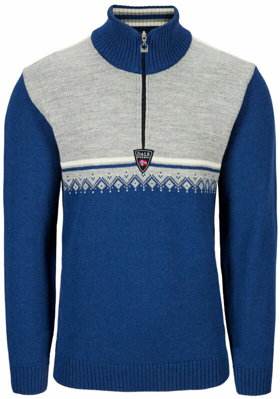 T-shirt de ski / Capuche Dale of Norway Lahti Mens Knit Sweater Indigo/Light Charcoal/Off White L Pull-over