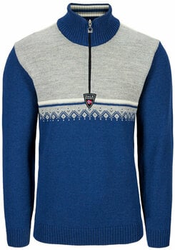T-shirt/casaco com capuz para esqui Dale of Norway Lahti Mens Knit Sweater Indigo/Light Charcoal/Off White 2XL Ponte - 1