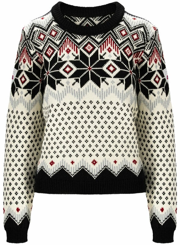 T-shirt de ski / Capuche Dale of Norway Vilja Womens Knit Sweater Black/Off White/Red Rose S Pull-over
