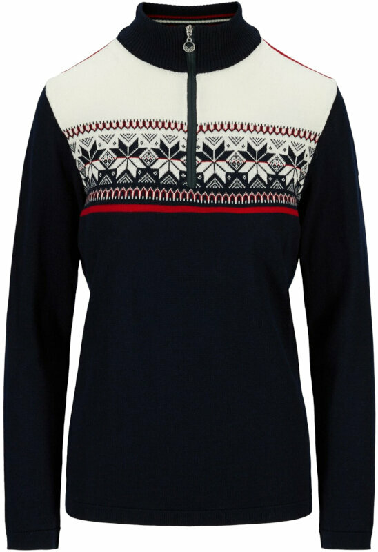 Ski-trui en T-shirt Dale of Norway Liberg Womens Sweater Marine/Off White/Raspberry M Trui
