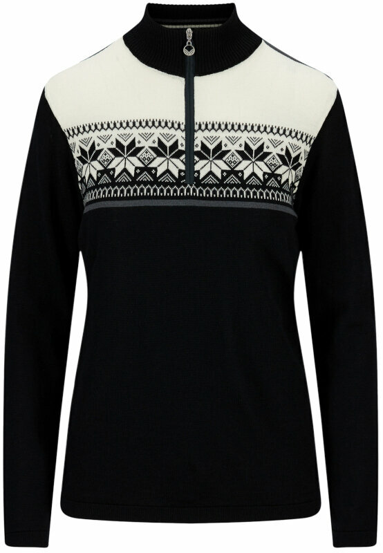 T-shirt/casaco com capuz para esqui Dale of Norway Liberg Womens Sweater Black/Offwhite/Schiefer M Ponte