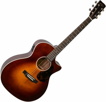 Jumbo elektro-akoestische gitaar Recording King RGA-16R-CFE5-TBR Transparent Brownburst - 1