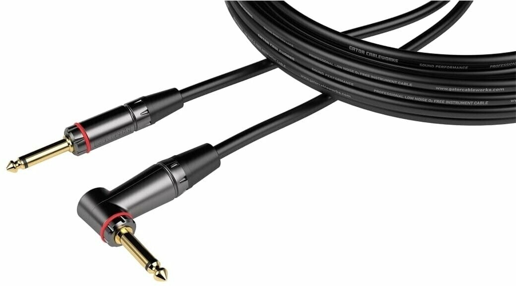 Instrument Cable Gator Cableworks Headliner Series Strt to RA Instrument Black 6 m Straight - Angled
